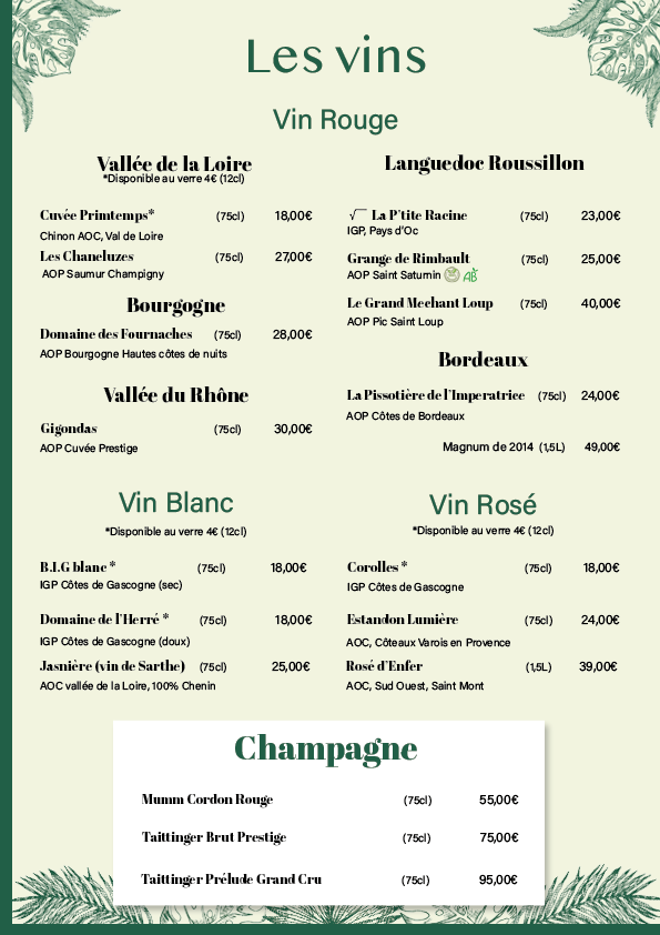 Carte des vins portrait